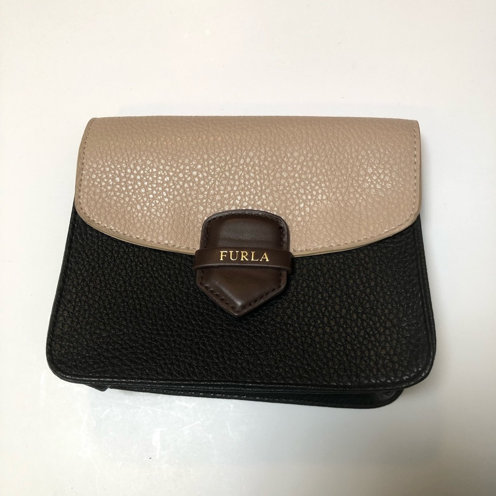 Furla Beige and Black Leather Bag